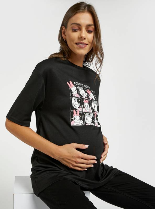 Daisy Duck Graphic Print Maternity T-shirt with Short Sleeves