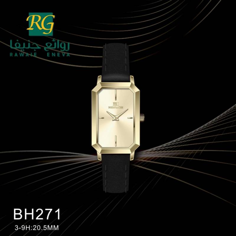 ساعة برناتشي نسائي 271 اسود مينا ذهبي اطار ذهبي