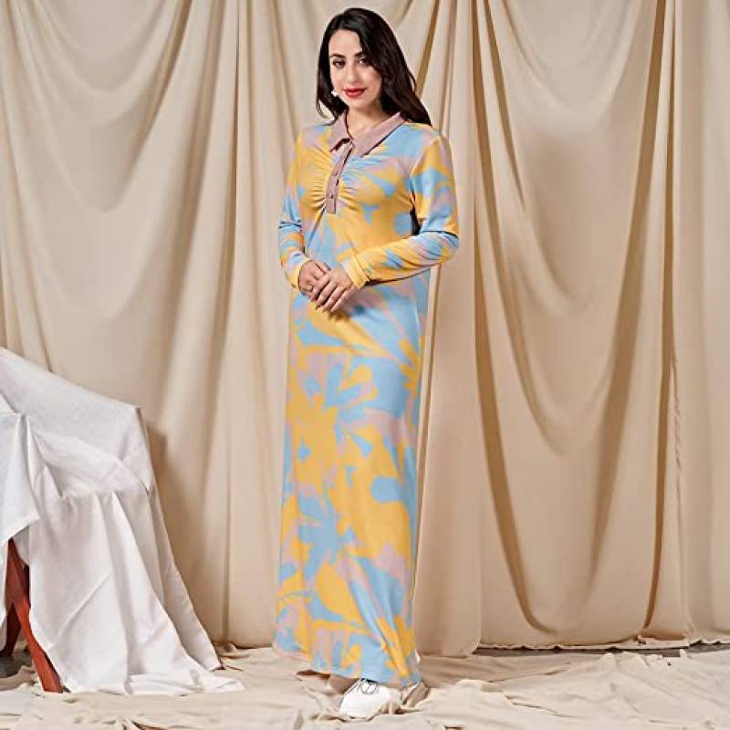 فستان فراي داي ان بوهيميان بطباعة الزهور للنساء مع تصميم طويل أنيق
