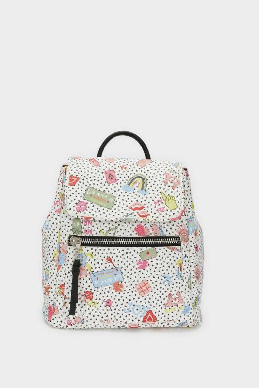 PRINTED BACKPACK WITH OUTER POCKE