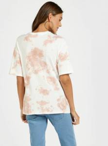 Marie Graphic Print Tie-Dyed Maternity T-shirt with Short Sleeves