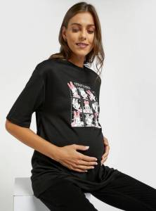 Daisy Duck Graphic Print Maternity T-shirt with Short Sleeves