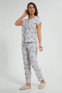 Grey Melange Dumbo Printed Pyjama Set