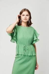 بلوزه أخضر بأكمام بطبقات - AW28B