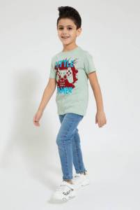 جينز أزرق بخصر مطاطي