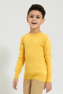 كنزة صفراء برقبة دائرية