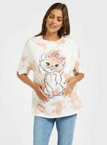 Marie Graphic Print Tie-Dyed Maternity T-shirt with Short Sleeves