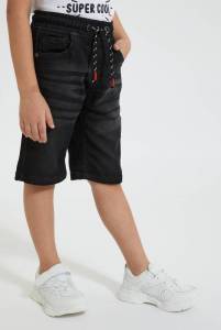 Black Knit Denim Short