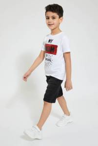 Black Knit Denim Short