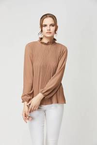 بلوزه بكسرات وأكمام طويلة بسوار - AW30B