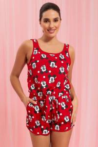 Red Mickey Printed Short Set
